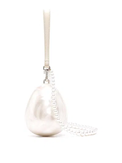 Simone Rocha Micro Egg Bag W/ Pearl Crossbody In White