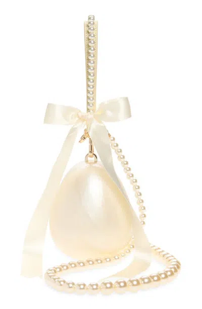 Simone Rocha Micro Egg Clutch With Imitation Pearl Strap In Neutral