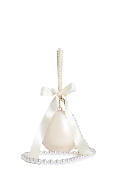 Simone Rocha Micro Egg-shaped Crossbody Bag With Beaded Strap In White
