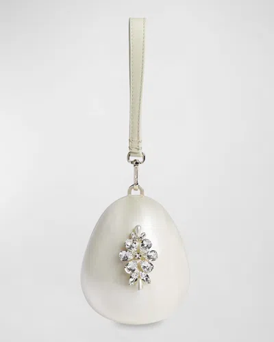Simone Rocha Micro Pearly Egg Crossbody Bag In Pearlclear