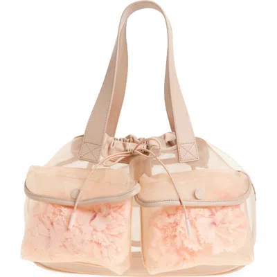 Simone Rocha Mini Carnation Drawstring Bag In Beige