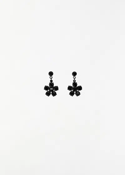 Simone Rocha Mini Daisy Drop Earrings In Black