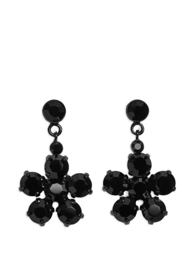 Simone Rocha Mini Daisy Drop Earrings In Black