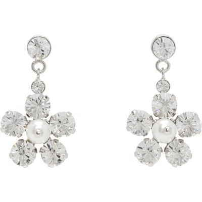 Simone Rocha Mini Daisy Drop Earrings In Pearl/crystal