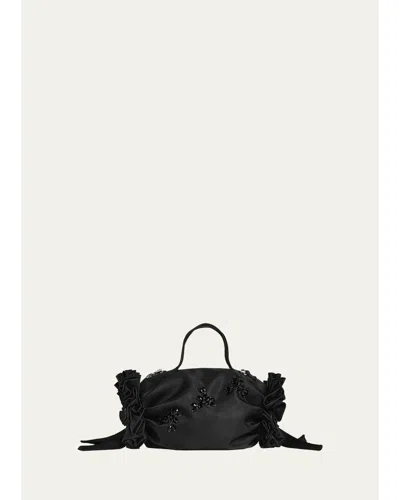 Simone Rocha Mini Embellished Double Ruffle Shoulder Bag In Blonde/jet