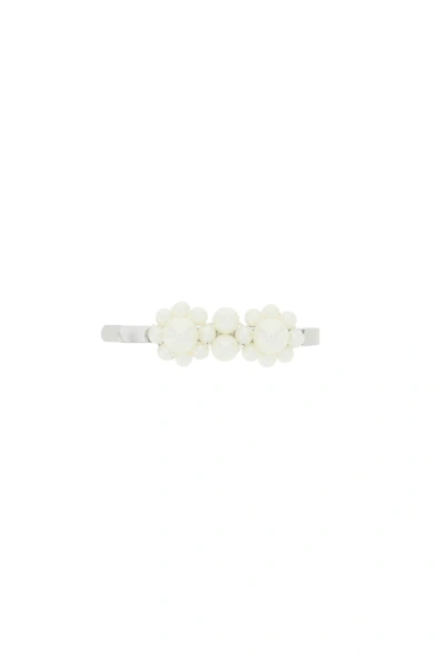 Simone Rocha Mini Flower Hair Clip With Pearls In Pearl (white)