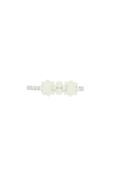 Simone Rocha Mini Flower Hair Clips In Burgundy