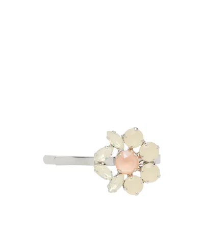 Simone Rocha Mini Heart-shaped Flower Hair Clip In Metallic