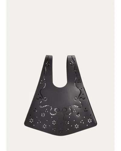 Simone Rocha Mini Laser-cut Shopper Tote Bag In Black