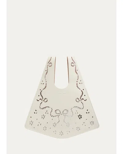 Simone Rocha Mini Laser-cut Shopper Tote Bag In Cream