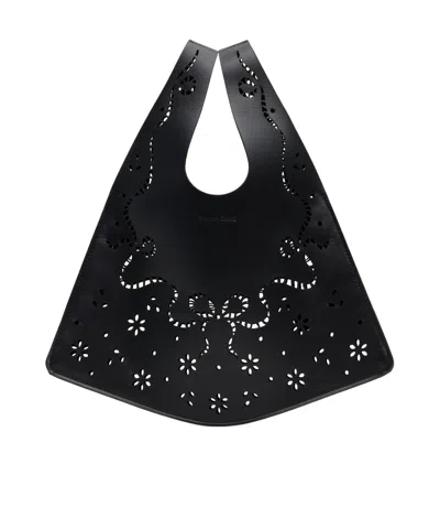 Simone Rocha Mini Laser-cut Tote Bag In Black
