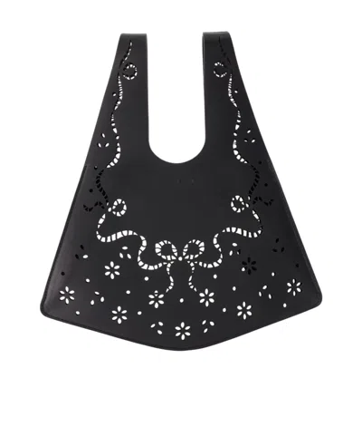 Simone Rocha Mini Laser-cut Tote Bag In Black