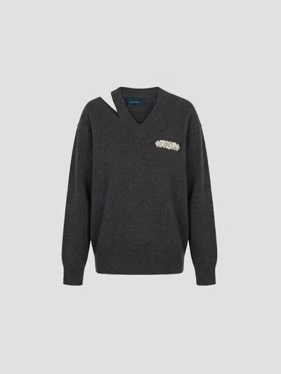 Simone Rocha Mini Merino Knit Set With Embellishments In Black
