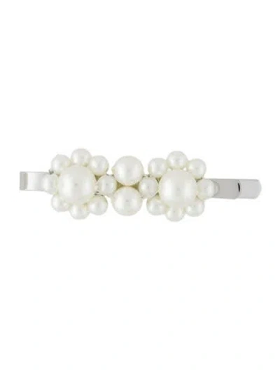 Pre-owned Simone Rocha Mini Metal Hair Clip In Silver/white