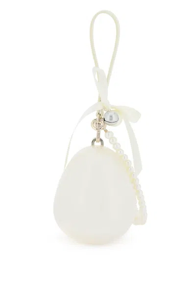 Simone Rocha Mini Micro Egg Bag With Bell Charm In White