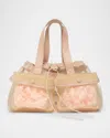 Simone Rocha Mini Sheer Stuffed Carnation Drawstring Top-handle Bag In Nude