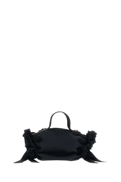 Simone Rocha Mini Top-handle Bag With Ribbon Details And Beaded Embroidery In Black