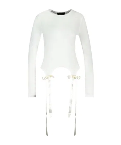 Simone Rocha Minimalist Long-sleeve Bodysuit In White