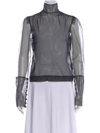 Pre-owned Simone Rocha Mock Neck Long Sleeve Top In Grey