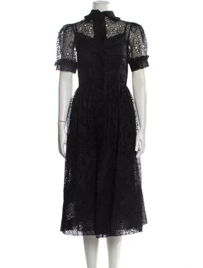 Pre-owned Simone Rocha Mock Neck Midi Length Dress In Black