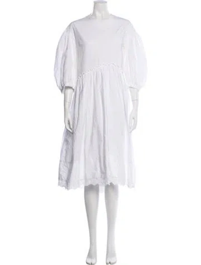 Pre-owned Simone Rocha Mock Neck Midi Length Dress In White