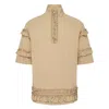 Simone Rocha Mock Neck Ruffle Frill Zip Tee In Multi