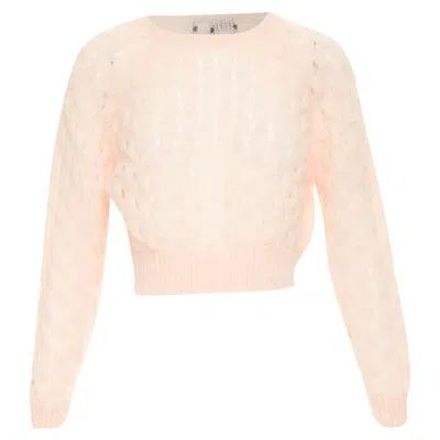 Pre-owned Simone Rocha Mohair Blend Bubble Knit Cropped Sweater In Pink