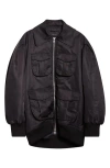 Simone Rocha Multi Pocket Puff Sleeve Bomber Jacket In Black