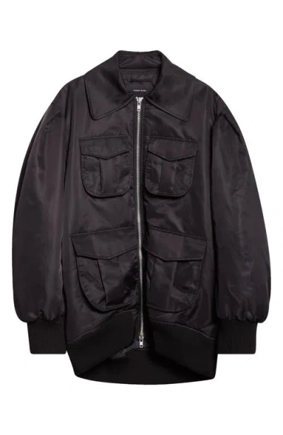 Simone Rocha Multi Pocket Puff Sleeve Bomber Jacket In Black
