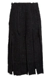 Simone Rocha Multi Slit Frayed Metallic Tinsel Tweed Skirt In Black