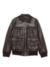 Simone Rocha Brown Oversized Multi Pocket Aviator Leather Jacket In Brown