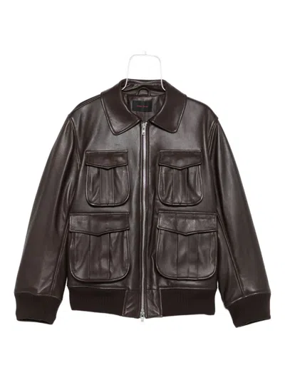 SIMONE ROCHA MULTIPLE-POCKET LAMBSKIN LEATHER JACKET