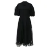 Simone Rocha N Tulle Overlay Midi Puffed Sleeve Dress In Black Cotton In Black