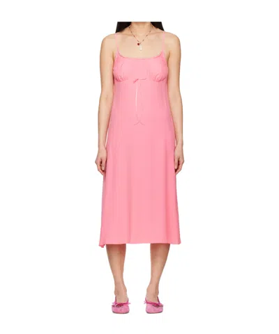 Simone Rocha Negligee Bow Midi Slip Dress In Pink
