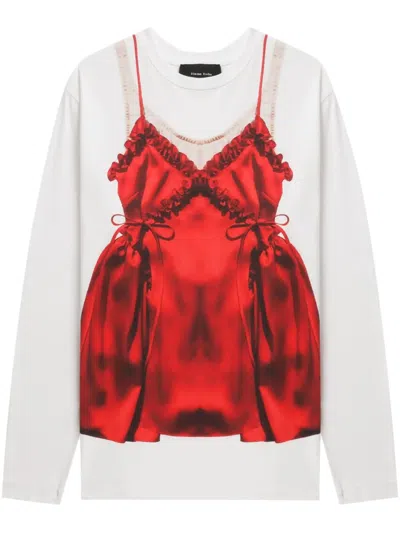 Simone Rocha Negligee Printed T-shirt In White