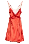 Simone Rocha Negligee Satin Patchwork Ballet Dress In Beige/red