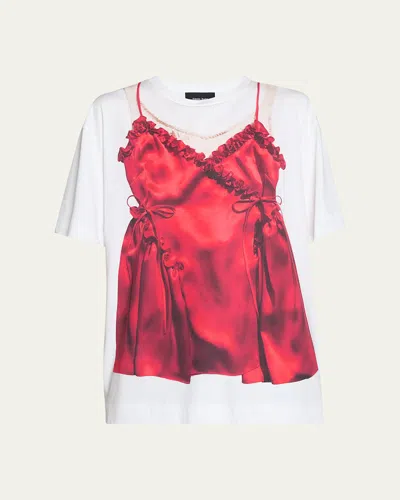 Simone Rocha Negligee Trompe Loeil Print Short Sleeve T-shirt In White