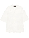 SIMONE ROCHA NEUTRAL FLORAL-EMBROIDERED TULLE SHIRT