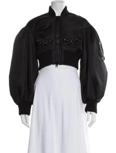 Pre-owned Simone Rocha Nylon Bomber Jacket In Black
