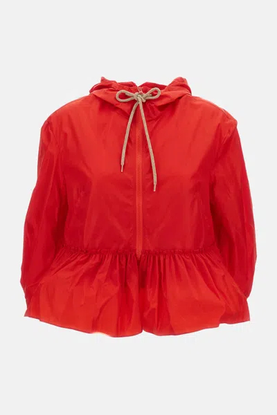 Simone Rocha Nylon Drawstring Jacket In Red