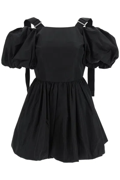 Simone Rocha Off-the-shoulder Taffeta Mini Dress With Slider Straps Women In Black