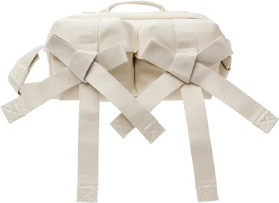 Simone Rocha Off-white Beaded Classic Bow Crossbody Bag In Stone/pearl