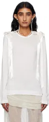 Simone Rocha Off-white Bow Ribbon Tail Long Sleeve T-shirt In White