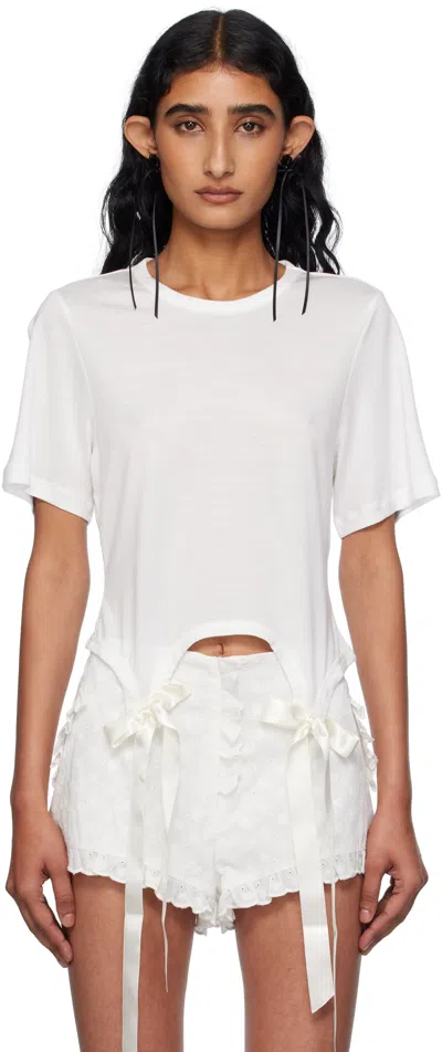 Simone Rocha Off-white Bow Tail Easy T-shirt