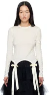 Simone Rocha Off-white Bow Tail Easy T-shirt In Ivory