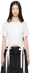 Simone Rocha Easy Ribbon-detailed Cotton T-shirt In Ivory