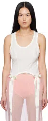 Simone Rocha Off-white Bow Tail Easy Tank Top In Ivory