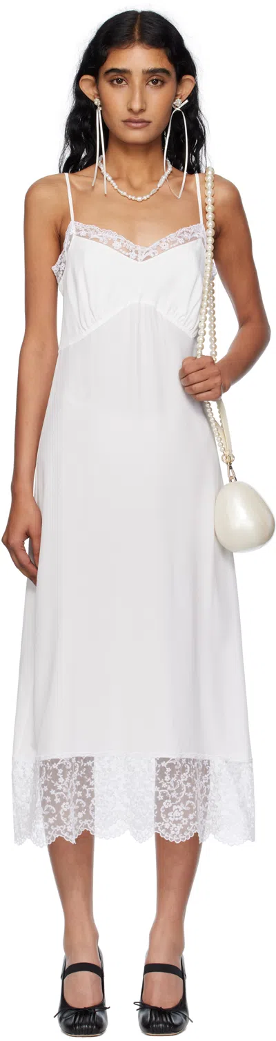 Simone Rocha Off-white Deep Lace Trim Slip Midi Dress