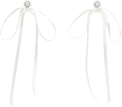 SIMONE ROCHA OFF-WHITE DOUBLE ENDED DAISY BOW EARRINGS