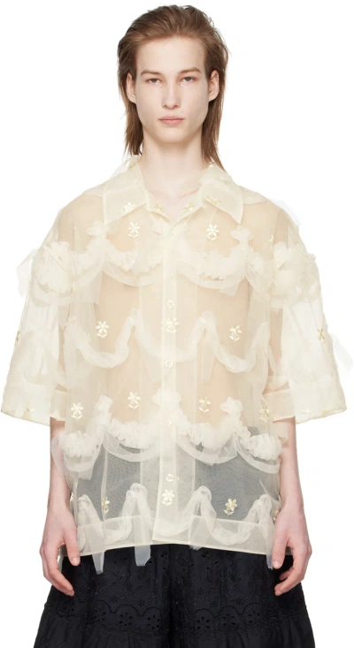 Simone Rocha Off-white Embroidered Shirt In Cream